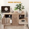 Cat Litter Box Enclosure with Scratching Board, Cat Washroom End Side Table, 31.5" x 19" x 20", Walnut Brown - Walnut