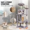 VEVOR Cat Tree 56.2" Cat Tower with Cat Condo Sisal Scratching Post Light Grey - Default