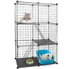 3 Tier Cat Playpen Cage Metal Indoor Cat House Detachable Kitten House with 3 Doors 2 Ladders Large Cat Exercise Place for 1-2 Cats Black - AS PIC
