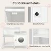 Cat litter box enclosure for bathroom, Hidden Litter Pet Washroom with Divider, Indoor Cat House for Large Cats, White - as picture