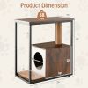 Cat Furniture Coffee Table Cat House with Scratching Post - Rustic Brown - Cat House
