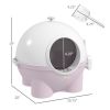 PawHut Hooded Cat Litter Box, Large Kitty Litter Pan with Lid, Scoop, Leaking Sand Pedal, Top Handle, Light Pink - multicolor