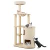 60 Inches Tall Cat Tree with 2-Story Condo and Sisal Scratching Posts - Natural