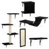 Wall Mounted Cat Climber 5piece Set;  Floating Cat Shelves, Perches, and Scratching Posts;