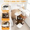 7-Layer Wooden Cat Tree Tall Cat Tower with Sisal Posts and Condo - Brown