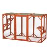 Wooden Cat House;  Outdoor Cat Cage with Water-proof Asphalt Planks and Cat Perches;  Orange - Orange