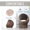 Handwoven Elevated Cat Bed with Rotating Basket and Soft Cushion, Wicker Cat Egg Chair with Stand, Brown - Dark Gray