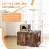 Cat Tree with Litter Box Enclosure with Cat Condo - as show
