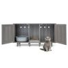 2-Door Cat Litter Box Enclosure with Winding Entry and Scratching Board - Oak