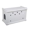Cat Washroom Bench, Wood Litter Box Cover with Spacious Inner, Ventilated Holes, Removable Partition, Easy Access, White XH - White