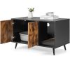 Cat Litter Box Enclosure with Double Door Cabinet - Black +Natural