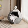 25.98"Modern Pet Furniture Cat Litter Side Table, Sofa Side Table, Planter MDF Multifunctional Furniture, Cement Gray - as Pic