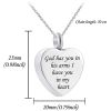 Heart-shaped Wing Urn Funeral Cremation Jewelry Necklace Pendant - Silver