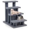 24 Inch 4-Step Pet Stairs Carpeted Ladder Ramp Scratching Post Cat Tree Climber - Gray