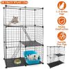 3 Tier Cat Playpen Cage Metal Indoor Cat House Detachable Kitten House with 3 Doors 2 Ladders Large Cat Exercise Place for 1-2 Cats Black - AS PIC