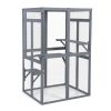 Wooden Cat Catio, Outdoor Cat Enclosure, Cat House with Platforms, Sunshine Board, Hammock, Door, Kitten Cage Condo, Grey - As Picture