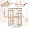 Wooden Cat Catio, Outdoor Cat Enclosure, Cat House with Platforms, Sunshine Board, Hammock, Door, Kitten Cage Condo, Burlywood - As Picture