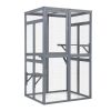 Wooden Cat Catio, Outdoor Cat Enclosure, Cat House with Platforms, Sunshine Board, Hammock, Door, Kitten Cage Condo, Grey - As Picture