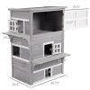 Outdoor Cat House, 3-Tier Kitty Shelter with 5 Escape Doors, Weather Resistant, Gray & White - Gray