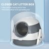 Dome Covered Cat Litter Box with Lid, White and Gray - White