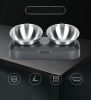 Pet Feeder Stainless Steel Double Bowls 15 Degree Adjustable Pet Cat Feeding Bowl - black