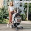 Folding Pet Stroller with Adjustable Canopy for Outdoor - Gray - pets supplies