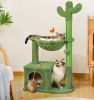 Indoor with Large House Natural Sisal Rope Cactus Cat Tree Condo - Green - Pet entertainment