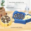 Elevated Tilted Food and Water Bowl Set, Raised Bowl with Automatic Water Dispenser Bottle for Cats and Small Dogs Kitten Puppy  - Navy