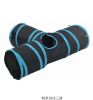 Cat 3-Way Tube Tunnels Collapsible Cat Play Tent Interactive Toy Maze with Balls and Bells - Blue