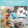 Pet Grooming Brush and Metal Comb Combo, Cat Brush Dog Brush for Shedding - blue