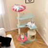 49 Inch Tall Multi-Level Aesthetic Floral Kitten Tower with Flower-Shaped Plush Padded Perch - Multicolor