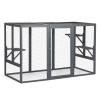 Spacious wooden cat cage with waterproof roof with adjustable pedals suitable - gray - As Pic