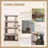 4 Levels Cat Steps with Scratching Posts for High Bed, Sofa, Brown - Brown