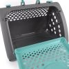 Pet Foldable Travel Cat Carrier - Front Door Collapsible Carrier Plastic Cat Lightweight Carrier - Blue