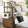 68.5" Cat Tree with Litter Box Enclosure, 2 in 1 Cat Tower Hidden Litter Box Furniture with Scratching Posts, Brown - Brown
