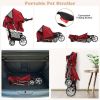 Folding Pet Stroller with Adjustable Canopy for Outdoor - Red - pets supplies