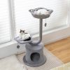 42 Inch Cat Tower with Curved Metal Supporting Frame for Large and Small Cats - Gray