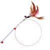 1 Piece Feathers Cat Teaser Cute Design Bell Steel Wire Cat Toys Interactive Cat Tickle Stick Plastic Handle Pet Products - as the picture