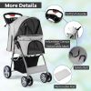 Folding Pet Stroller with Adjustable Canopy for Outdoor - Gray - pets supplies