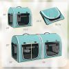 39" Portable Soft 2 Sided Pet Cat Carrier with Divider, Two Compartment, Soft Cushions, & Storage Bag, Green - Green