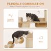4pc Corner Design Cat Wall Shelf with Scratching Post, Scratching Board, Perches, Cat Wands & Toy Ball, Beige - Beige