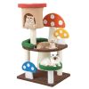 4-In-1 Mushroom Cat Tree with Condo Spring Ball and Sisal Posts