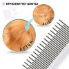 Pet Comb with Long & Short Stainless Steel Teeth for Removing Matted Fur; Knots & Tangles ‚Äì Detangler Tool Accessories for Safe & Gentle DIY Dog & C