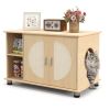Cat Litter Box Enclosure with Sisal Scratching Doors and Adjustable Metal Feet