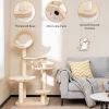 4-in-1 Large Wooden Cat Tower with Space Capsule Nest for Indoor Cats