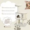 46 Inch Wooden Cat Activity Tree with Platform and Cushions
