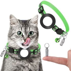 Loss Preventive Pet Pendant Collar With Bell Suitable for Apple Airtag (Color: Green)