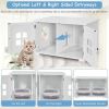 Large Wooden Cat Litter Box Enclosure Hidden Cat Washroom with Divider
